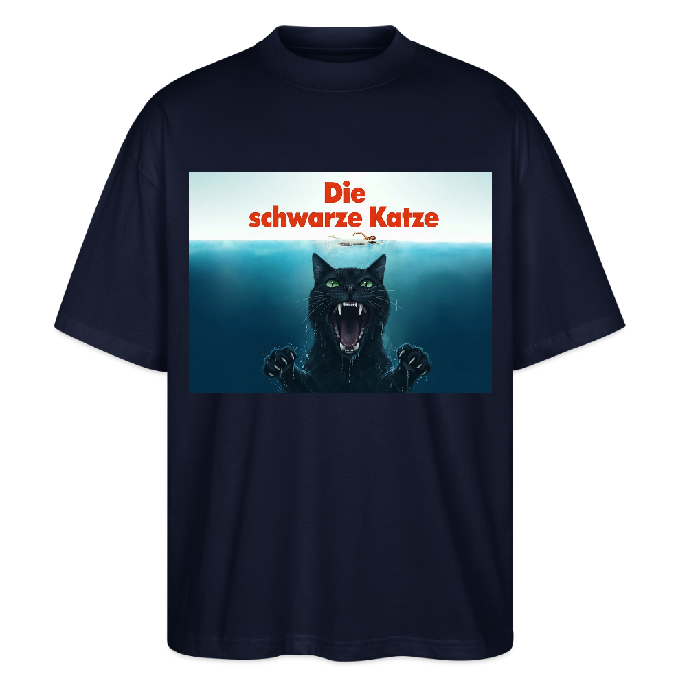 Die schwarze Katze – Krümel taucht auf  | Stanley/Stella Oversized Unisex Bio T-Shirt Blaster - Navy
