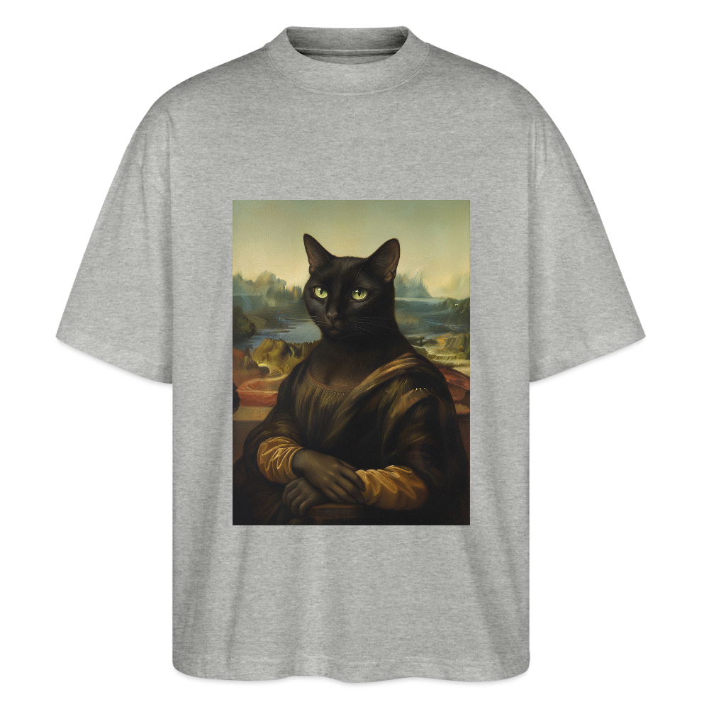 Mona Lisa… aber es ist eine Katze | Stanley/Stella Oversized Unisex Bio T-Shirt Blaster - Grau meliert