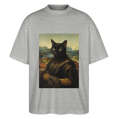 Mona Lisa… aber es ist eine Katze | Stanley/Stella Oversized Unisex Bio T-Shirt Blaster - Grau meliert