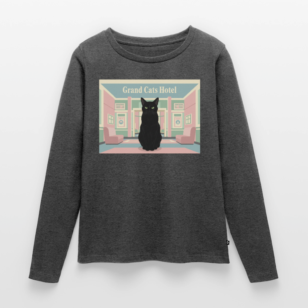 Grand Hotel Krümel | Frauen Premium Bio Langarmshirt - Anthrazit meliert