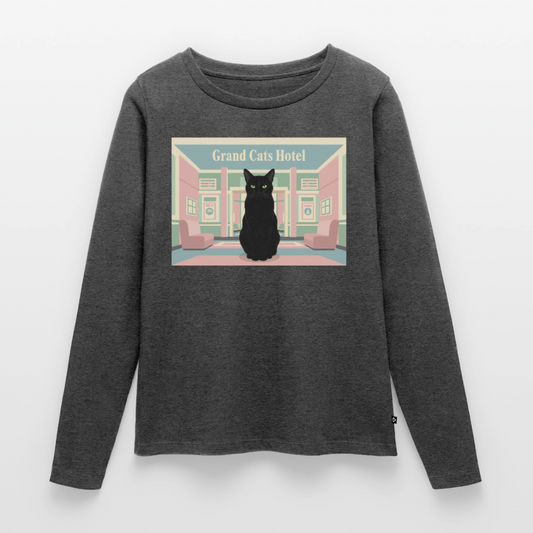 Grand Hotel Krümel | Frauen Premium Bio Langarmshirt - Anthrazit meliert
