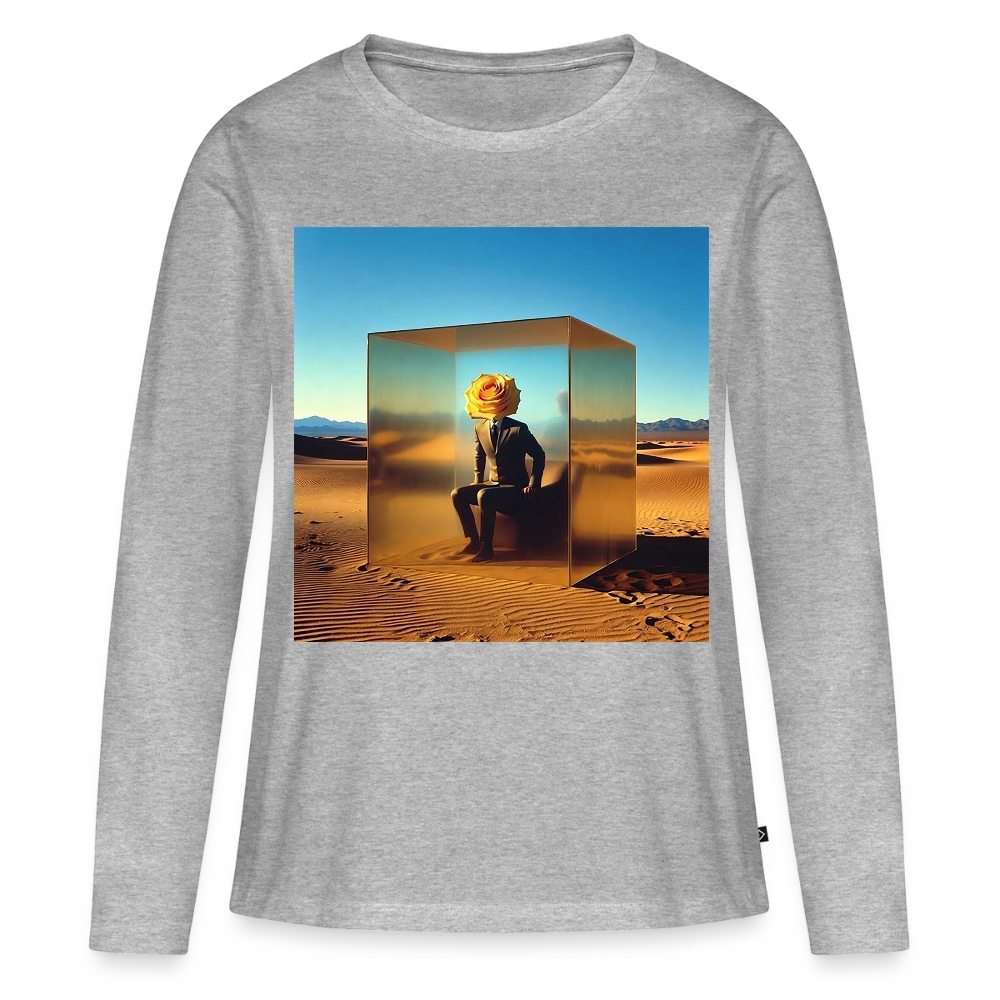 Gefühle unter Glas | Frauen Premium Bio Langarmshirt - Grau meliert