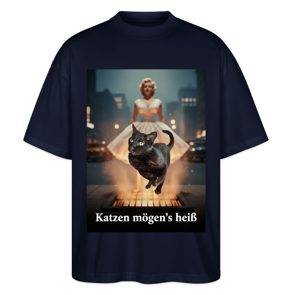 Katzen mögen’s heiß | Stanley/Stella Oversized Unisex Bio T-Shirt Blaster - Navy