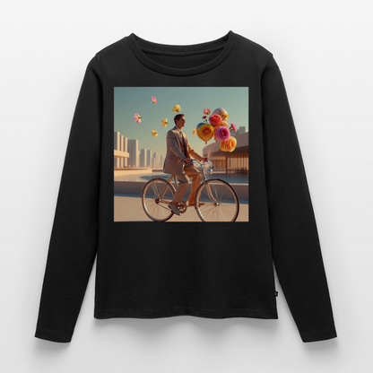 Fahrt ins Ungewisse (mit Blumen) | Frauen Premium Bio Langarmshirt - Schwarz