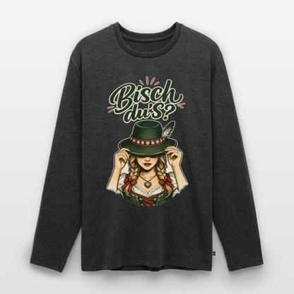 Bisch du’s? – Der Blick sagt alles | Männer Premium Bio Langarmshirt - Anthrazit meliert