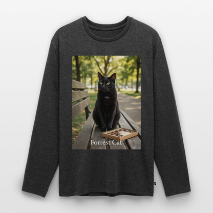 Forrest Cat – Krümel wartet | Männer Premium Bio Langarmshirt - Anthrazit meliert