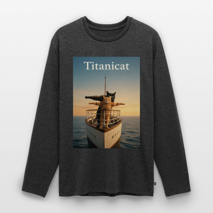 Titanicat – Ich bin der König der Kratzbäume | Männer Premium Bio Langarmshirt - Anthrazit meliert