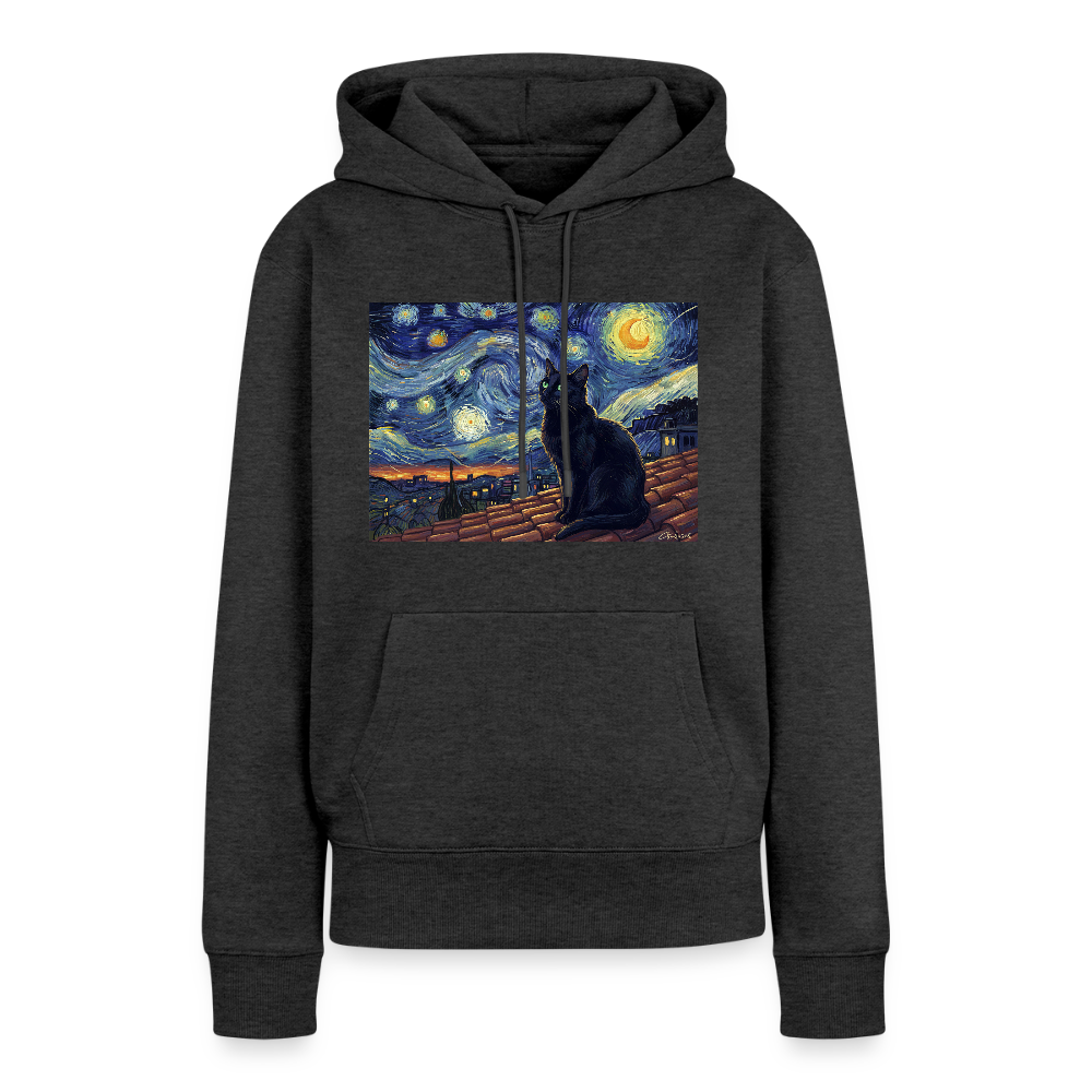 Sternennacht… aber die Katze denkt nach | Frauen Premium Hoodie - Anthrazit meliert