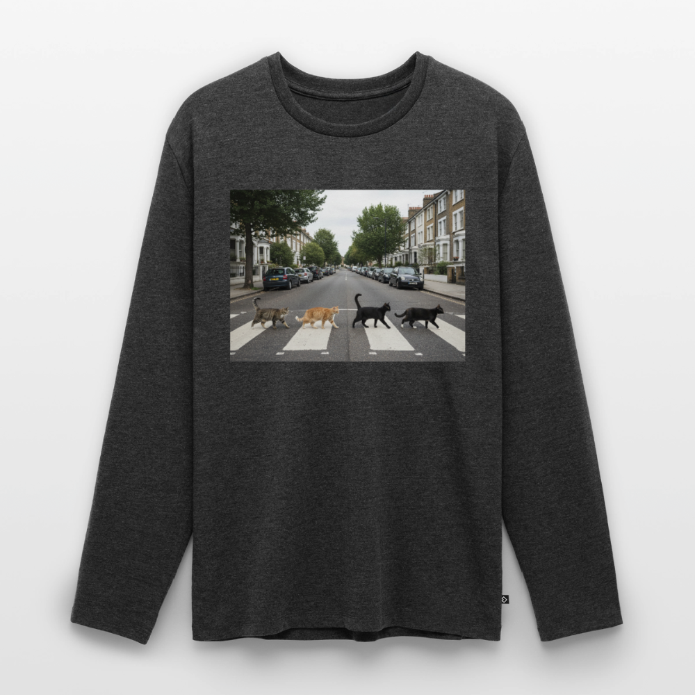 The Purrfect Crossing – Wir waren vor der Band da | Männer Premium Bio Langarmshirt - Anthrazit meliert