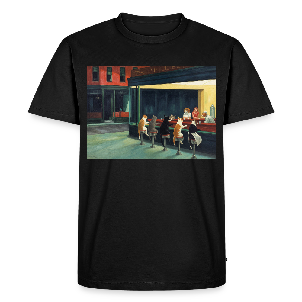 Wenn Hopper Katzen gemalt hätte | Männer Premium T-Shirt - Schwarz