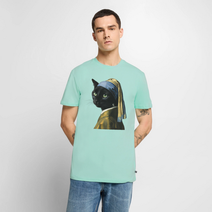 Das Mädchen mit dem Perlenohrring… aber es ist eine Katze | Männer Premium T-Shirt - Mint 