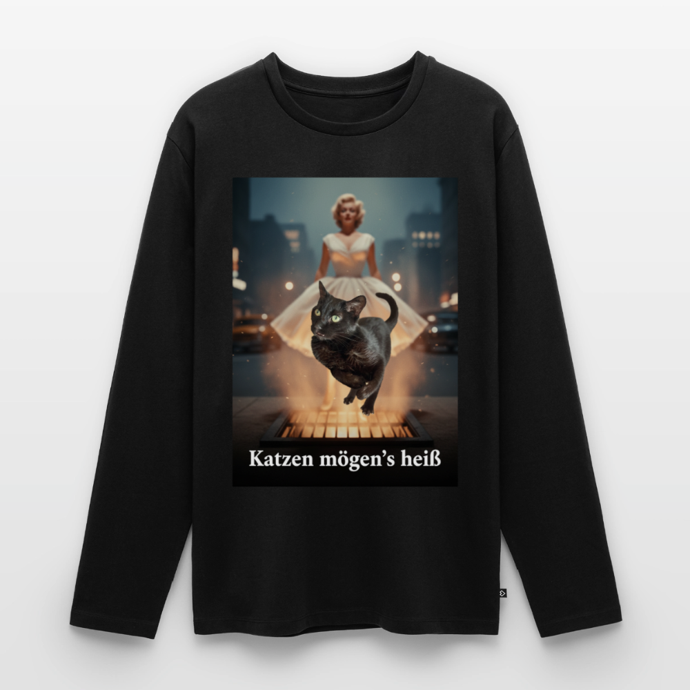 Katzen mögen’s heiß | Männer Premium Bio Langarmshirt - Schwarz