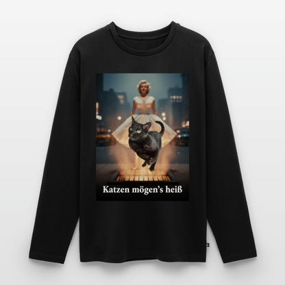 Katzen mögen’s heiß | Männer Premium Bio Langarmshirt - Schwarz