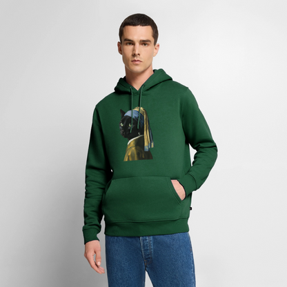 Das Mädchen mit dem Perlenohrring… aber es ist eine Katze | Männer Premium Hoodie - Flaschengrün