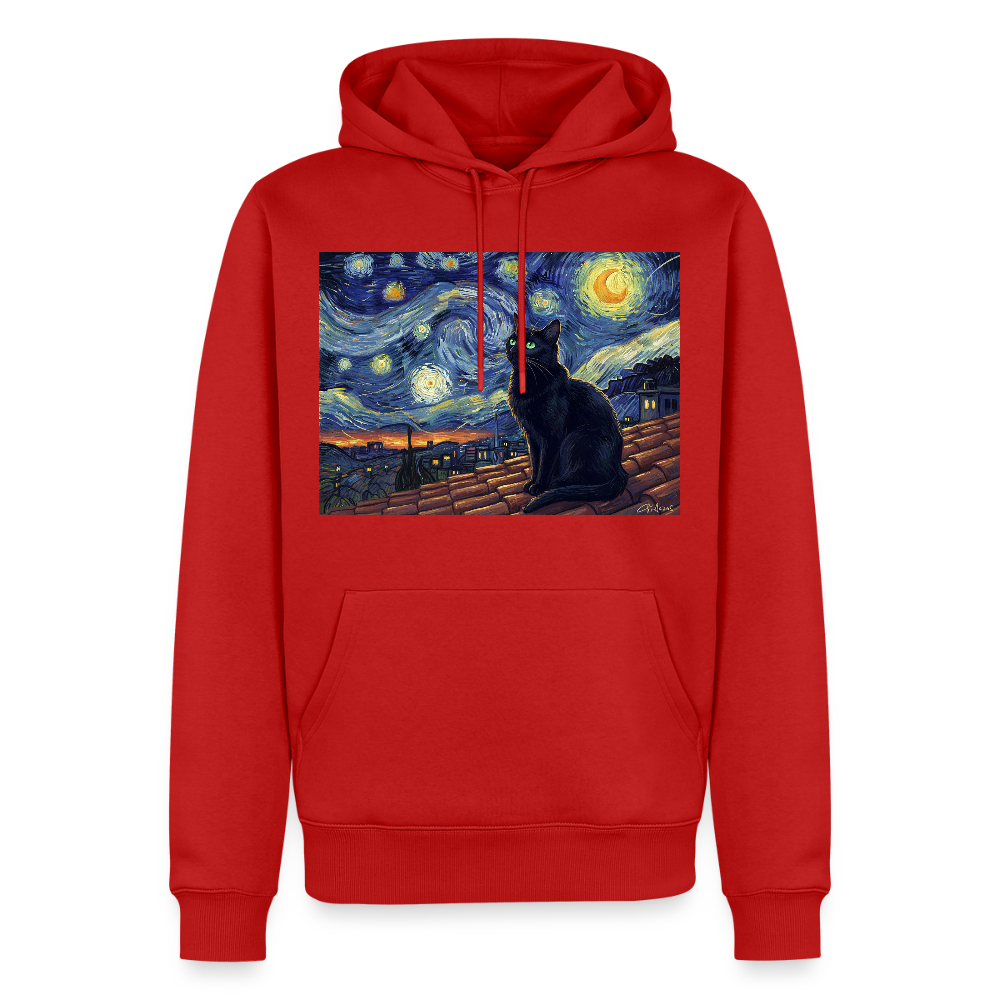 Sternennacht… aber die Katze denkt nach | Männer Premium Hoodie - Rot