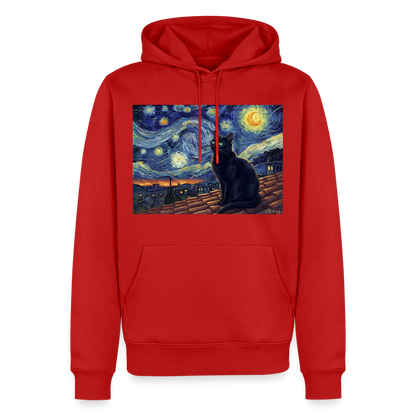 Sternennacht… aber die Katze denkt nach | Männer Premium Hoodie - Rot