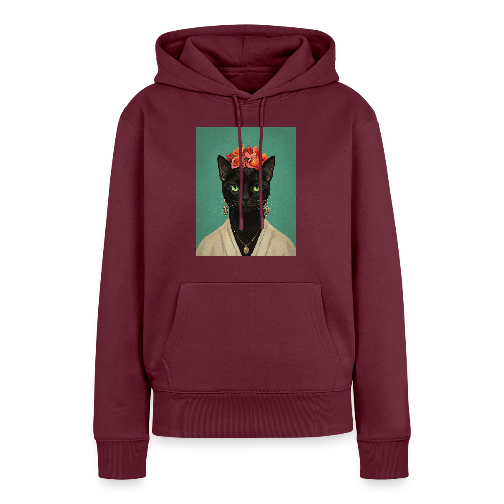 Frida Katze – Künstlerisches Katzenporträt |  Frauen Premium Hoodie - Burgunderrot