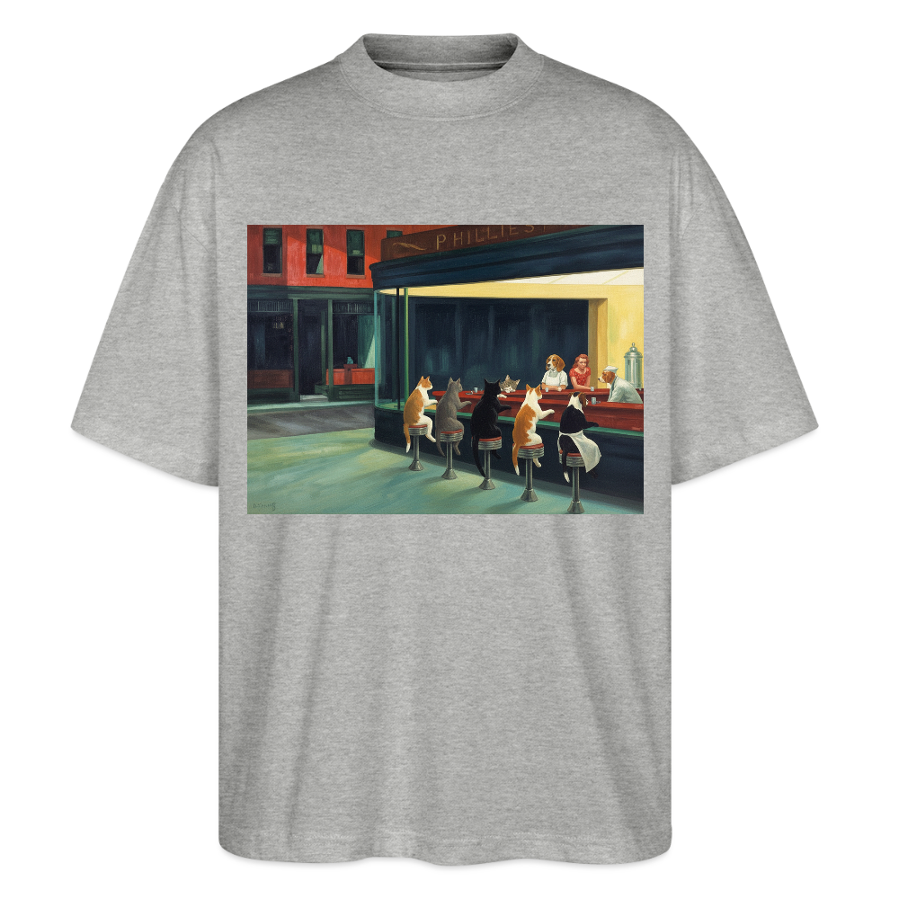 Wenn Hopper Katzen gemalt hätte | Stanley/Stella Oversized Unisex Bio T-Shirt Blaster - Grau meliert