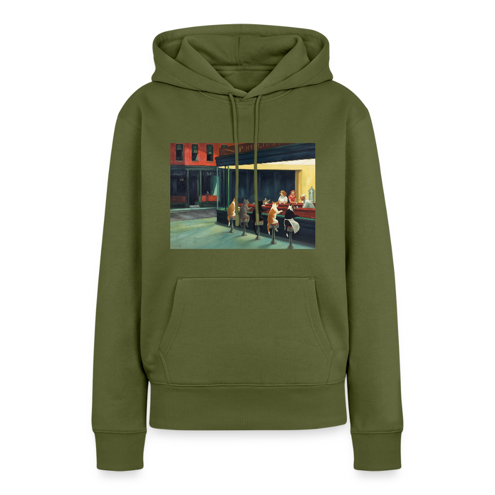 Wenn Hopper Katzen gemalt hätte | Frauen Premium Hoodie - Khaki