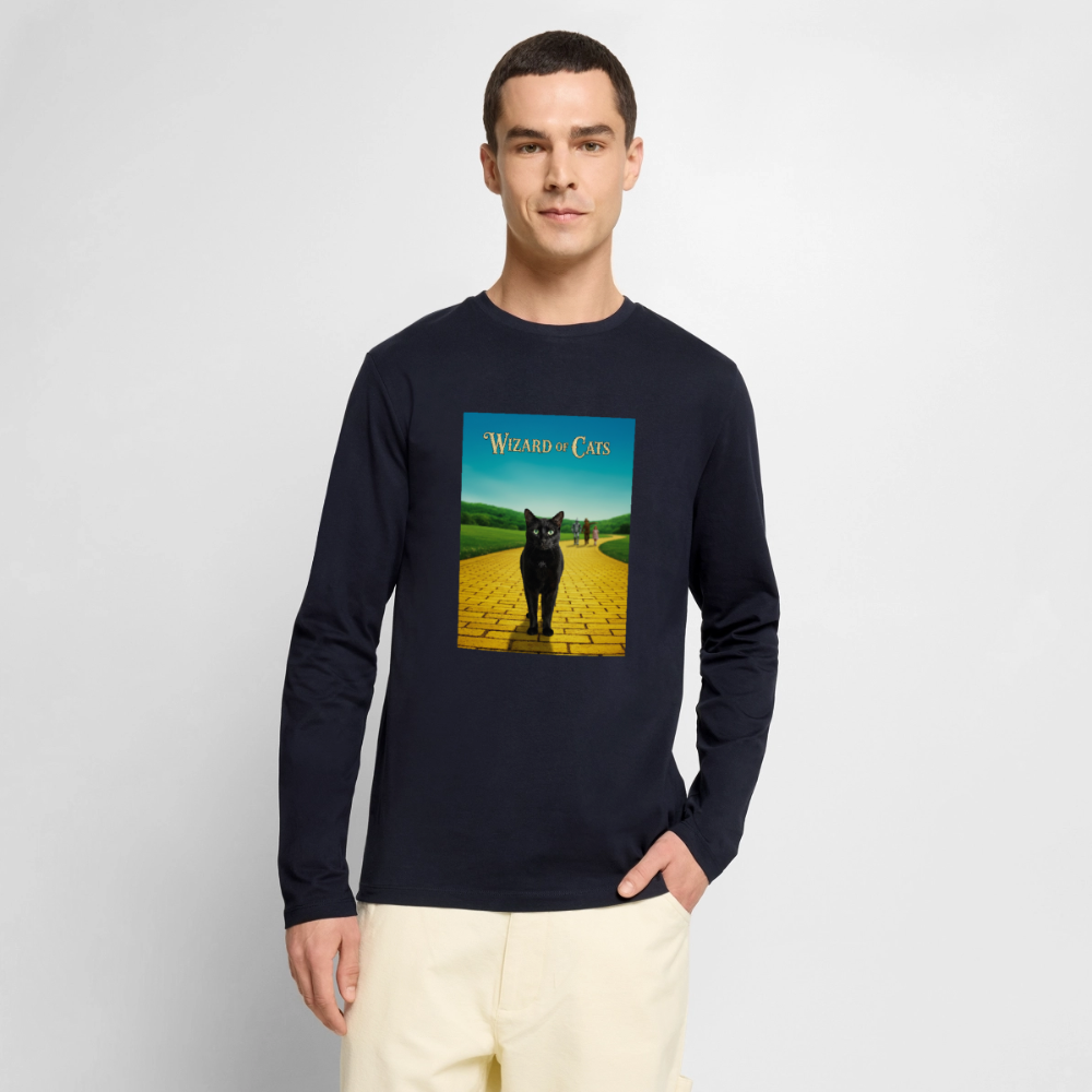 Wizard of Cats – Der gelbe Weg gehört Krümel | Männer Premium Bio Langarmshirt - Navy