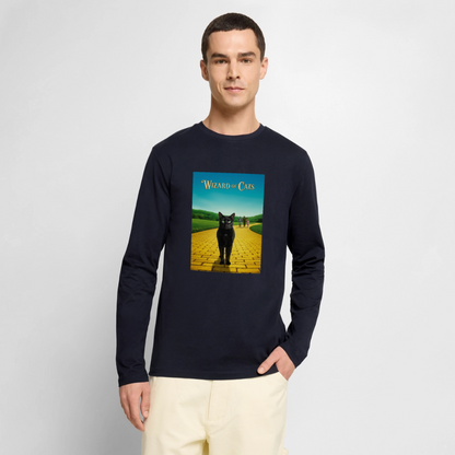 Wizard of Cats – Der gelbe Weg gehört Krümel | Männer Premium Bio Langarmshirt - Navy