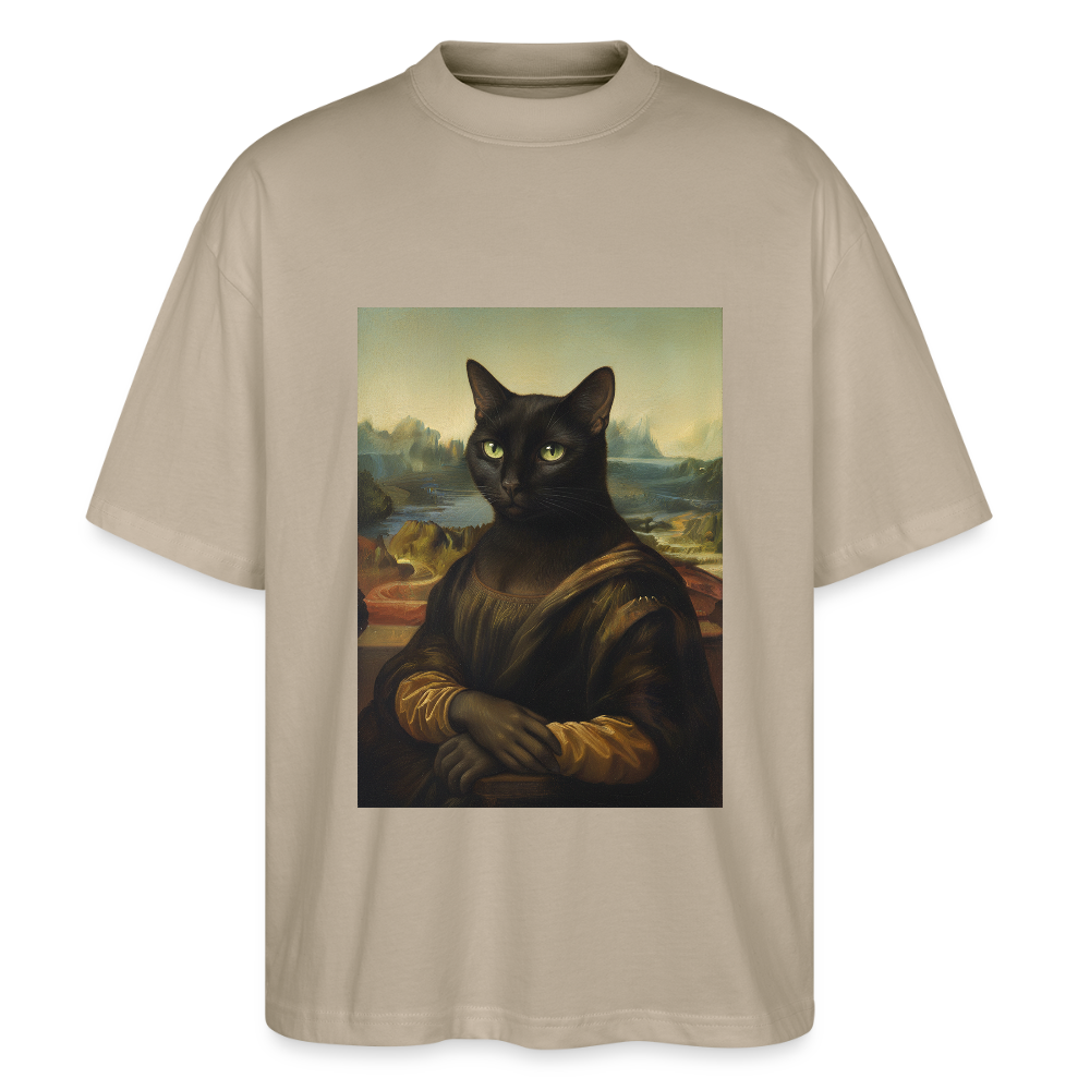 Mona Lisa… aber es ist eine Katze | Stanley/Stella Oversized Unisex Bio T-Shirt Blaster - Steingrau