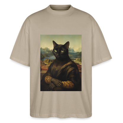 Mona Lisa… aber es ist eine Katze | Stanley/Stella Oversized Unisex Bio T-Shirt Blaster - Steingrau