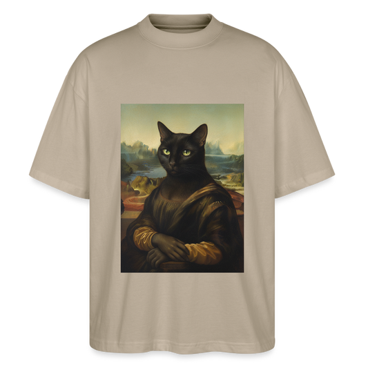 Mona Lisa… aber es ist eine Katze | Stanley/Stella Oversized Unisex Bio T-Shirt Blaster - Steingrau