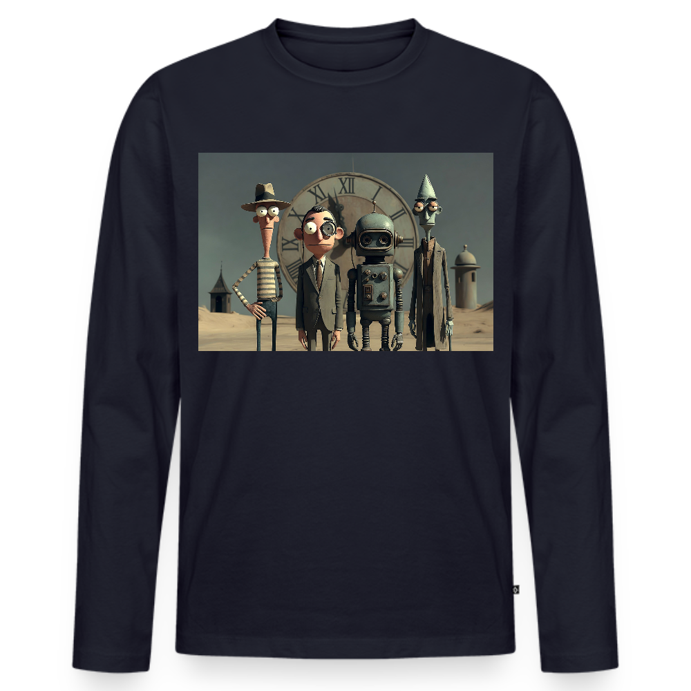 Pünktlich zu spät – Die seltsame Gesellschaft | Männer Premium Bio Langarmshirt - Navy