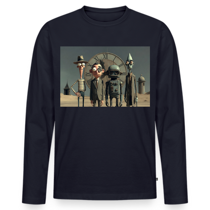 Pünktlich zu spät – Die seltsame Gesellschaft | Männer Premium Bio Langarmshirt - Navy