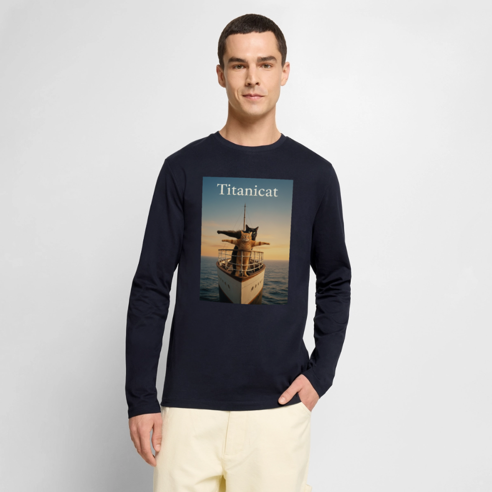Titanicat – Ich bin der König der Kratzbäume | Männer Premium Bio Langarmshirt - Navy