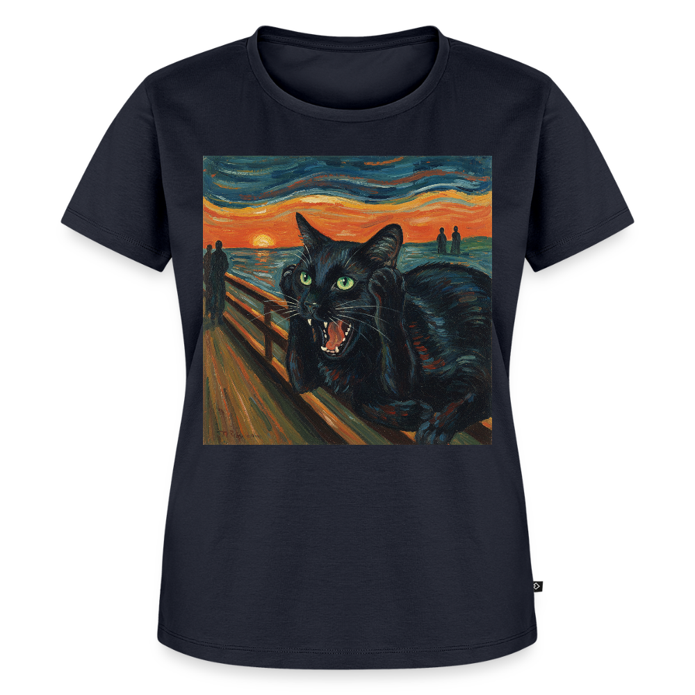 Der Schrei… aber die Katze hat’s zuerst gemerkt | Frauen Premium T-Shirt - Navy