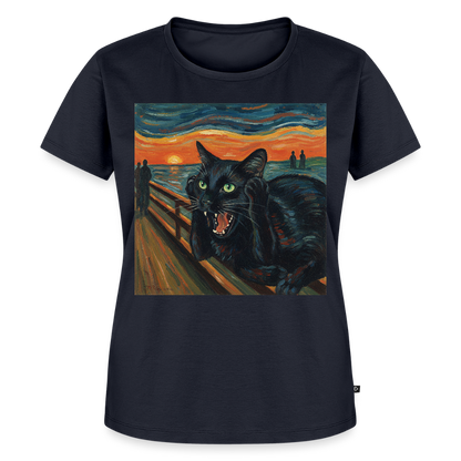 Der Schrei… aber die Katze hat’s zuerst gemerkt | Frauen Premium T-Shirt - Navy