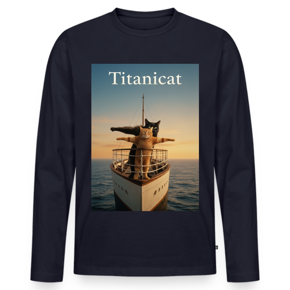 Titanicat – Ich bin der König der Kratzbäume | Männer Premium Bio Langarmshirt - Navy
