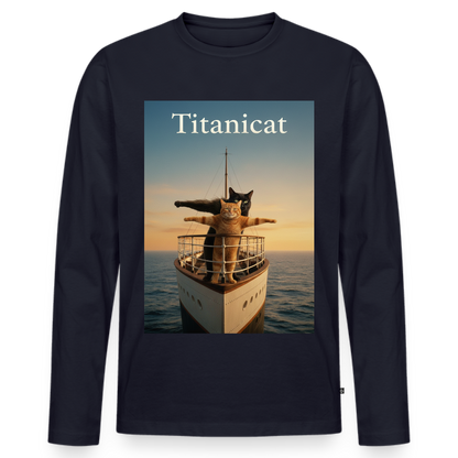 Titanicat – Ich bin der König der Kratzbäume | Männer Premium Bio Langarmshirt - Navy