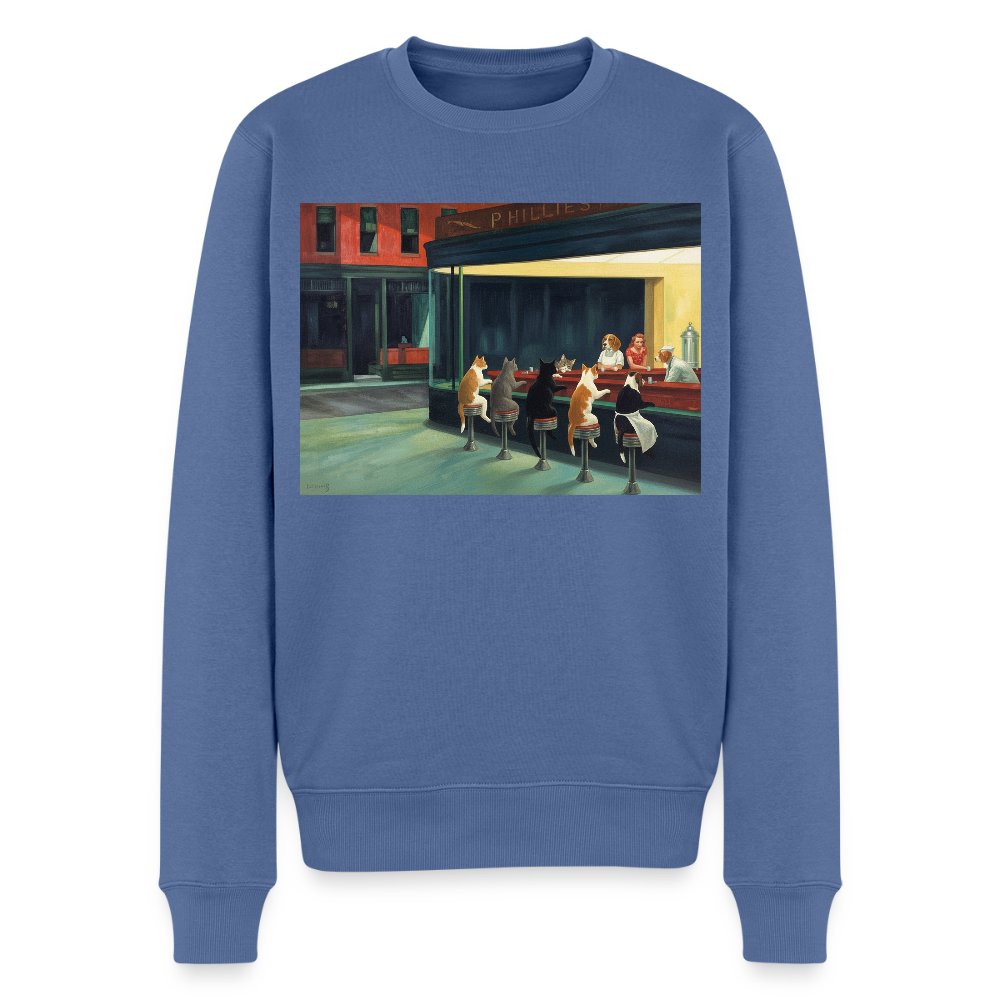 Wenn Hopper Katzen gemalt hätte |  Männer Premium Pullover - Taubenblau