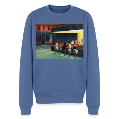 Wenn Hopper Katzen gemalt hätte |  Männer Premium Pullover - Taubenblau