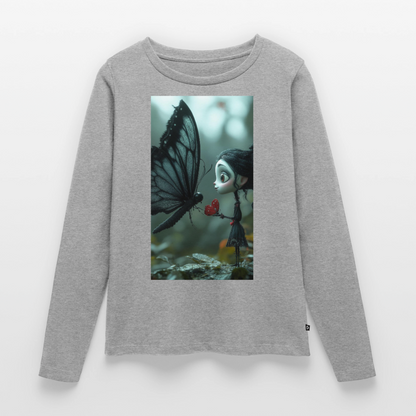 Mut für einen Moment | Frauen Premium Bio Langarmshirt - Grau meliert