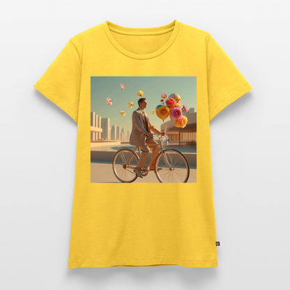 Fahrt ins Ungewisse (mit Blumen) | Frauen Premium T-Shirt - Gelb