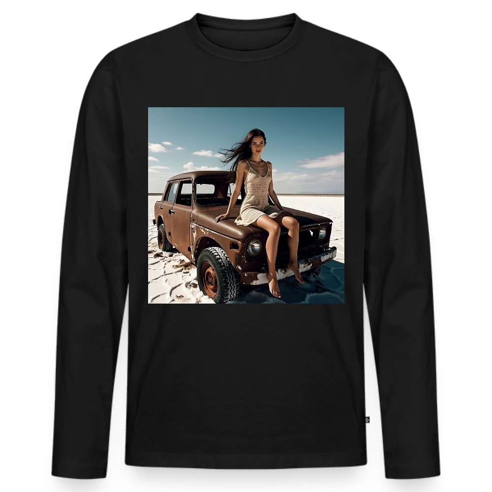 Warten auf irgendwas | Männer Premium Bio Langarmshirt - Schwarz