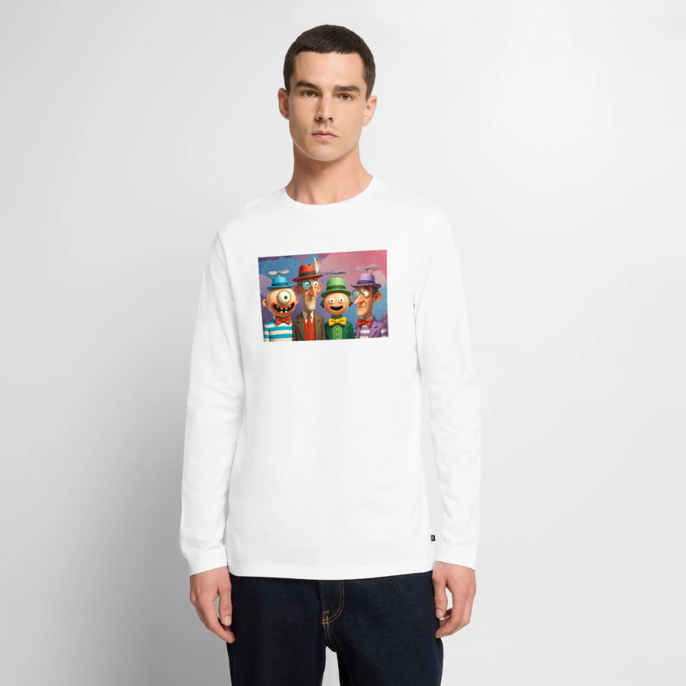 Gedankenkreise auf Hochtouren | Männer Premium Bio Langarmshirt - Weiß