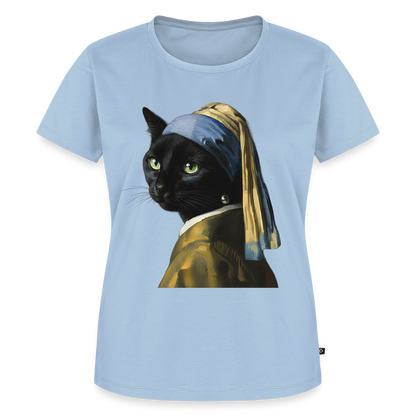 Das Mädchen mit dem Perlenohrring… aber es ist eine Katze | Frauen Premium T-Shirt - Hellblau