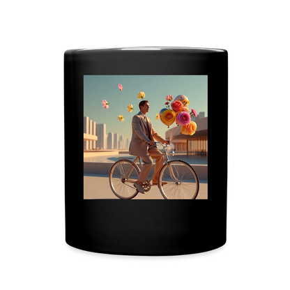 Fahrt ins Ungewisse (mit Blumen) | Tasse einfarbig - Schwarz