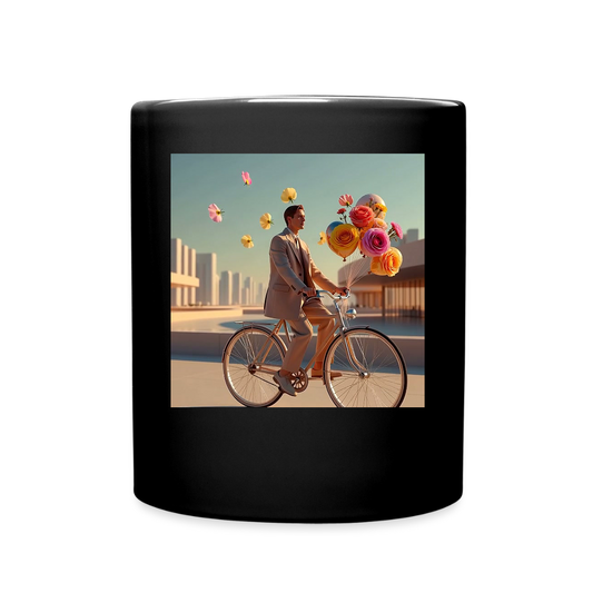 Fahrt ins Ungewisse (mit Blumen) | Tasse einfarbig - Schwarz