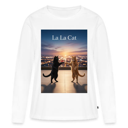 La La Cat – Tanz über den Dächern | Frauen Premium Bio Langarmshirt - Weiß