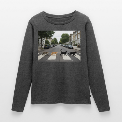 The Purrfect Crossing – Wir waren vor der Band da | Frauen Premium Bio Langarmshirt - Anthrazit meliert