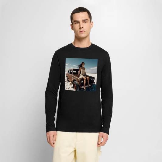 Warten auf irgendwas | Männer Premium Bio Langarmshirt - Schwarz