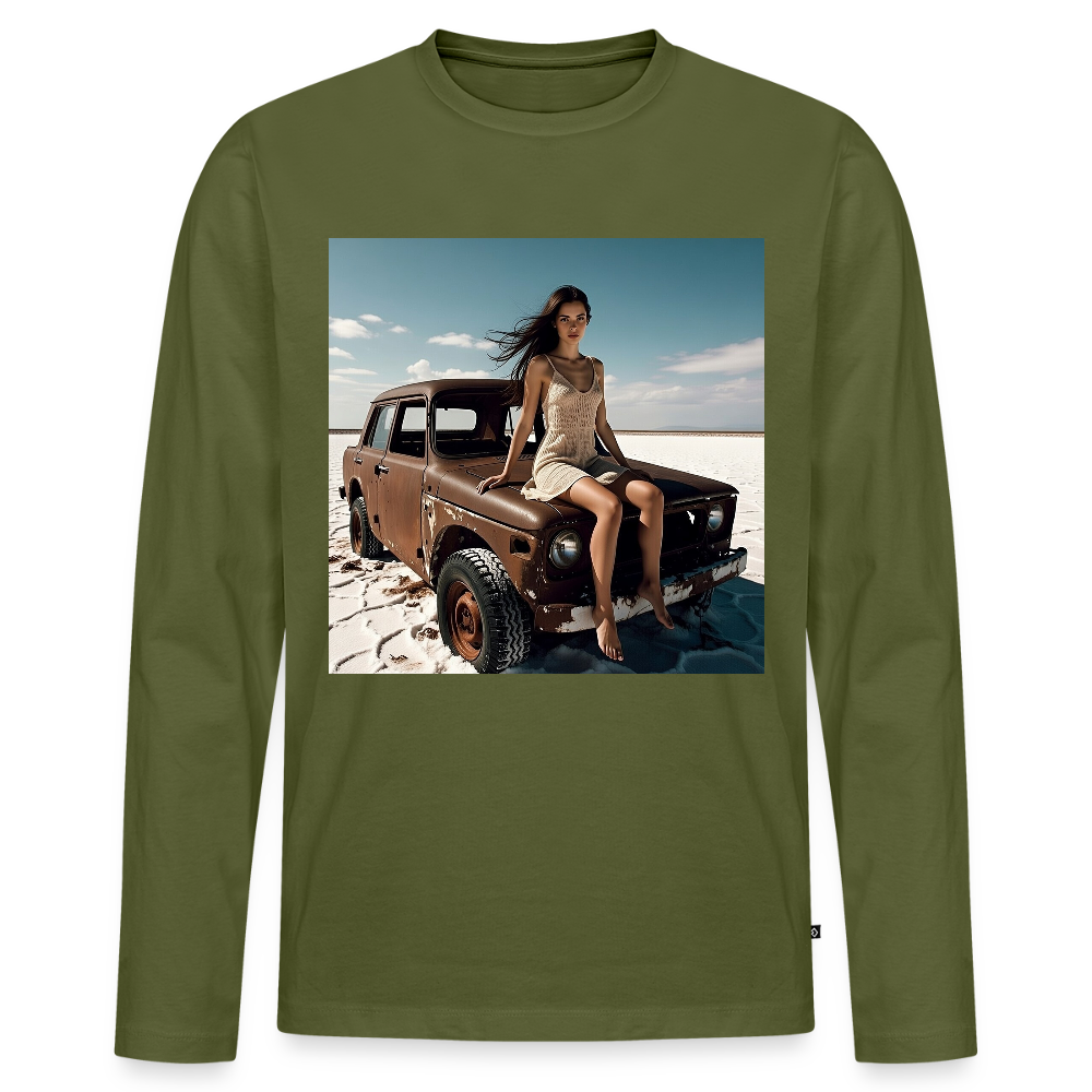 Warten auf irgendwas | Männer Premium Bio Langarmshirt - Khaki