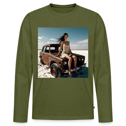 Warten auf irgendwas | Männer Premium Bio Langarmshirt - Khaki