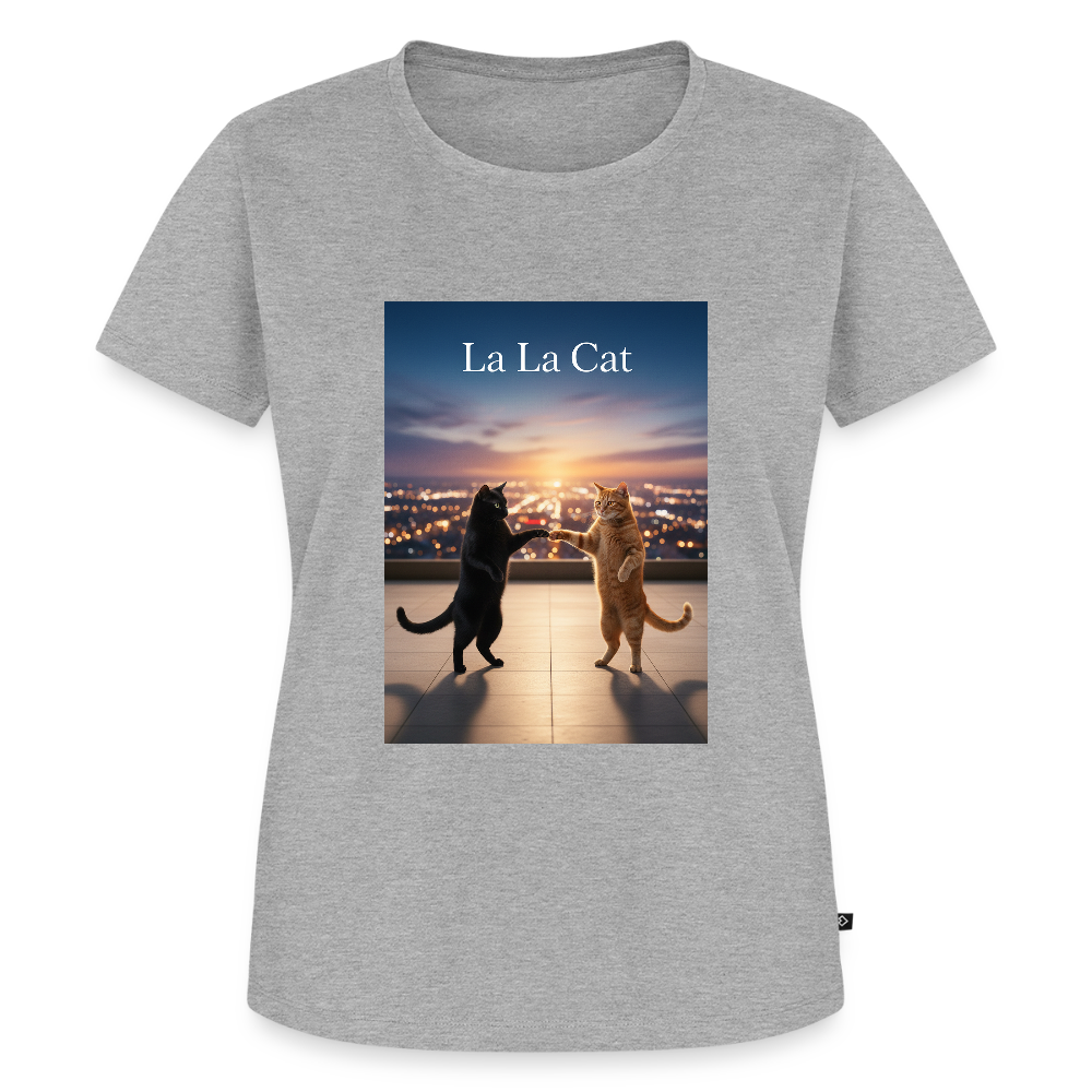 La La Cat – Tanz über den Dächern | Frauen Premium T-Shirt - Grau meliert